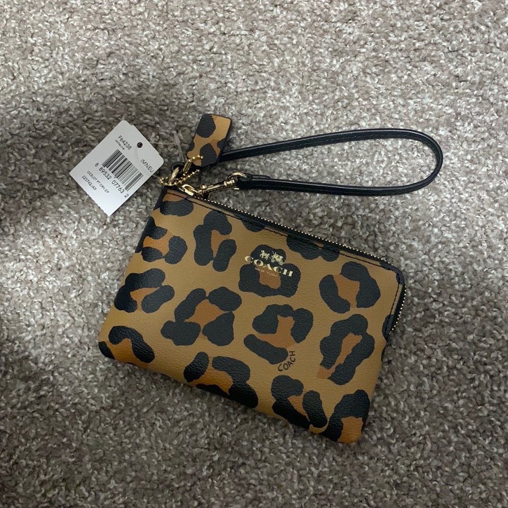 Cheetah print Coach wristlet